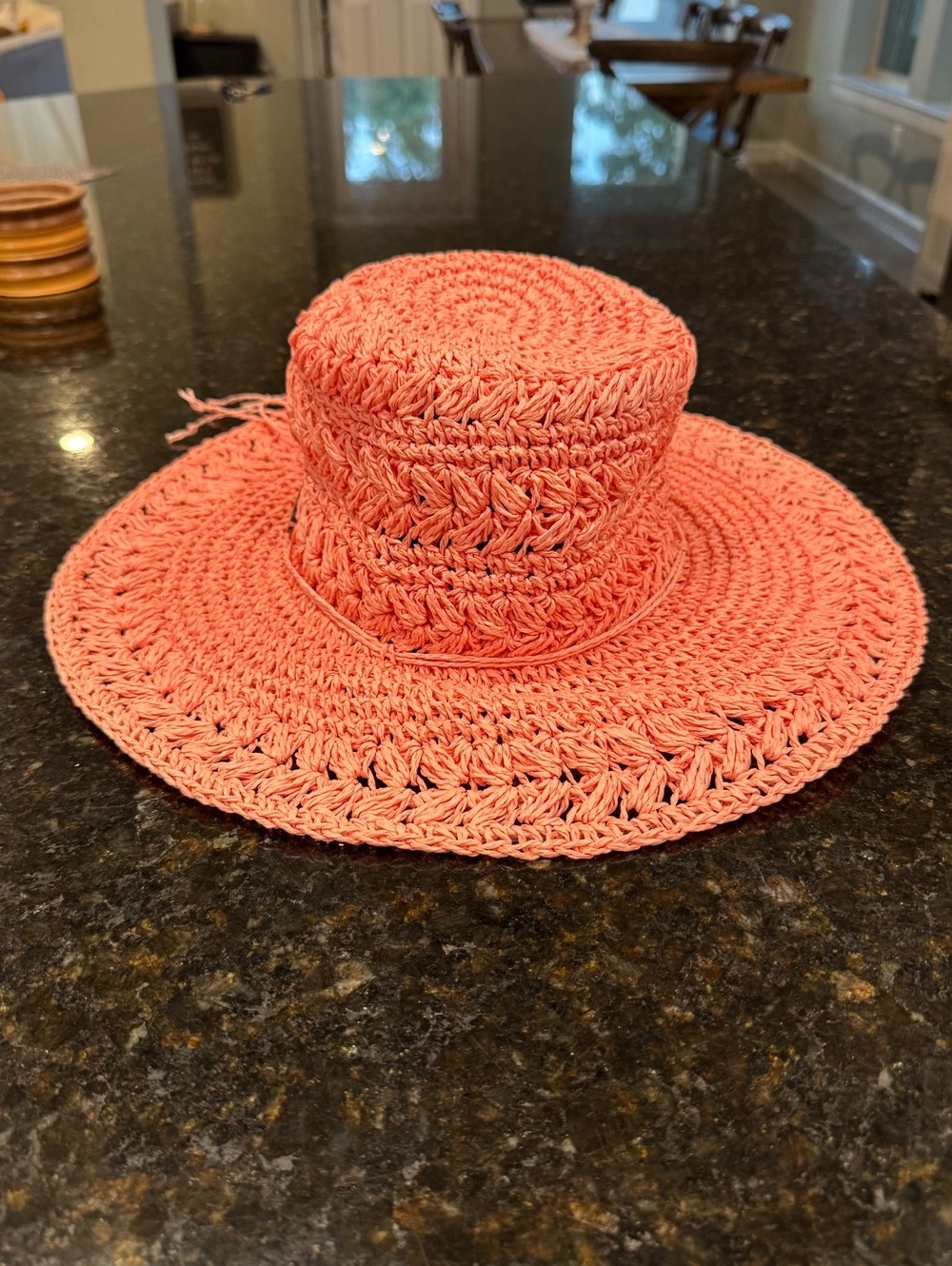 Panama Jack Coral Crochet Wide Brim Sun Hat - One Size